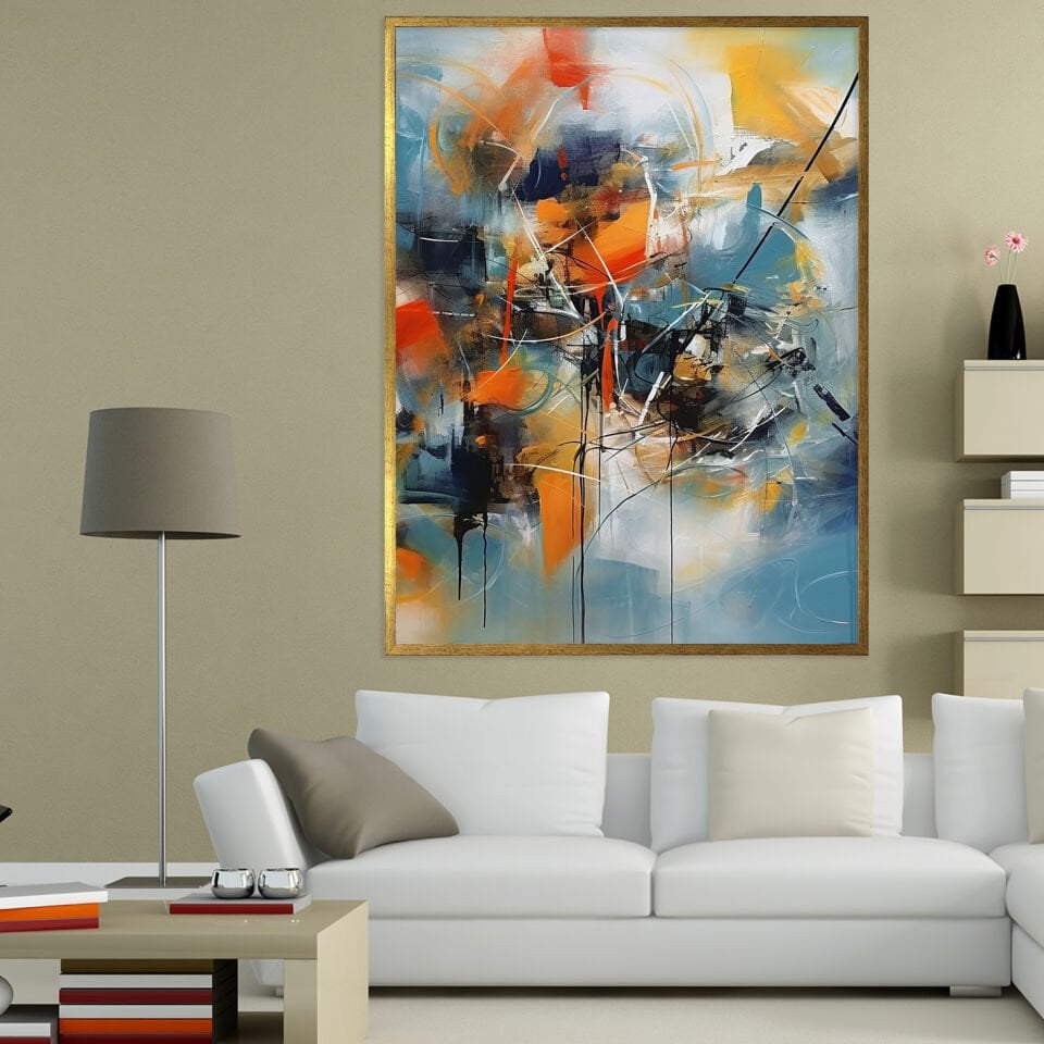 Modern Kaos Soyut Dokulu Yağlıboya Tablo