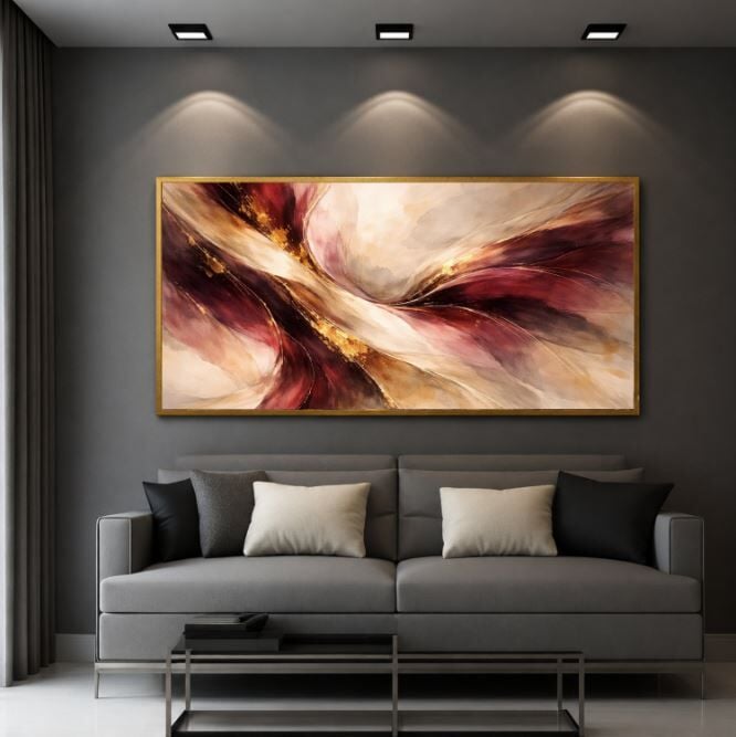 Bordo Akış Modern Soyut Dokulu Yağlı Boya Tablo