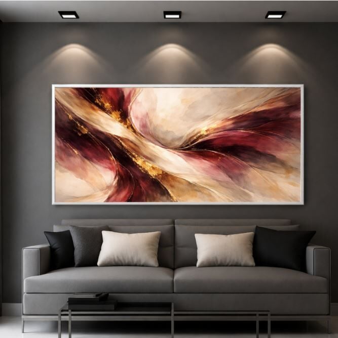 Bordo Akış Modern Soyut Dokulu Yağlı Boya Tablo