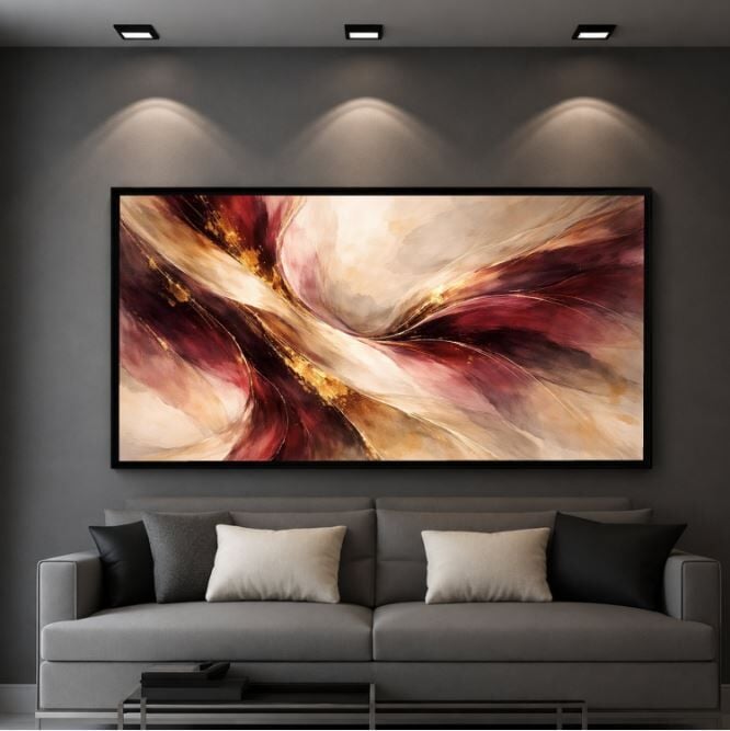 Bordo Akış Modern Soyut Dokulu Yağlı Boya Tablo