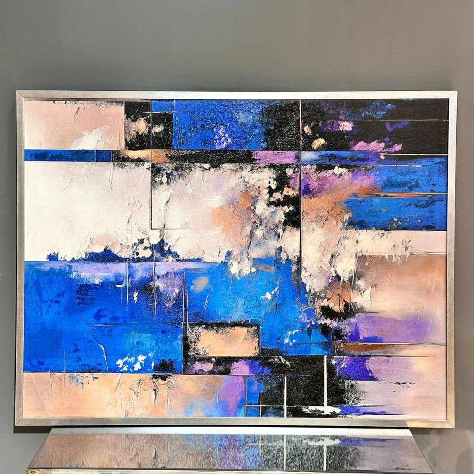 Mavi Denge Soyut Dokulu Yağlıboya Tablo