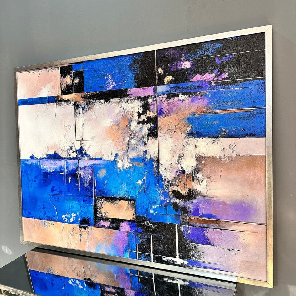 Mavi Denge Soyut Dokulu Yağlıboya Tablo