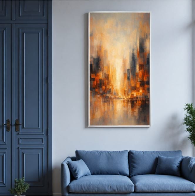 Şehrin Işığı Modern Soyut Dokulu Yağlı Boya Tablo