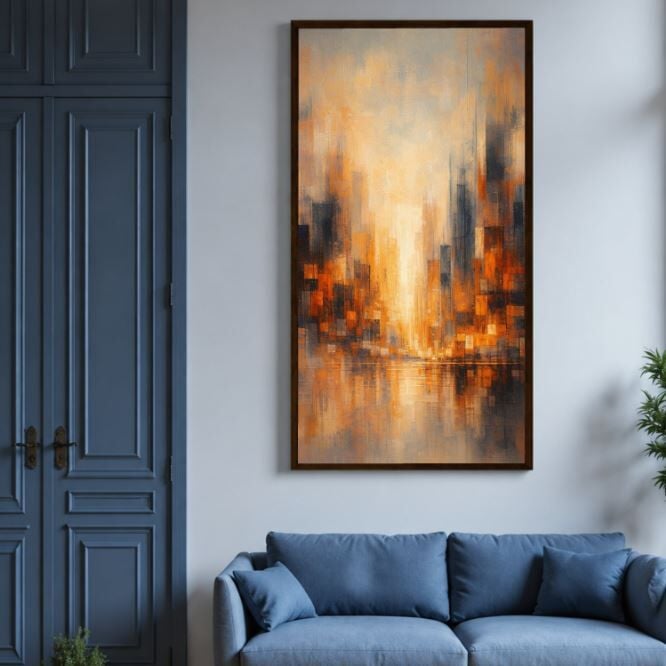Şehrin Işığı Modern Soyut Dokulu Yağlı Boya Tablo
