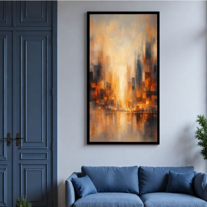Şehrin Işığı Modern Soyut Dokulu Yağlı Boya Tablo