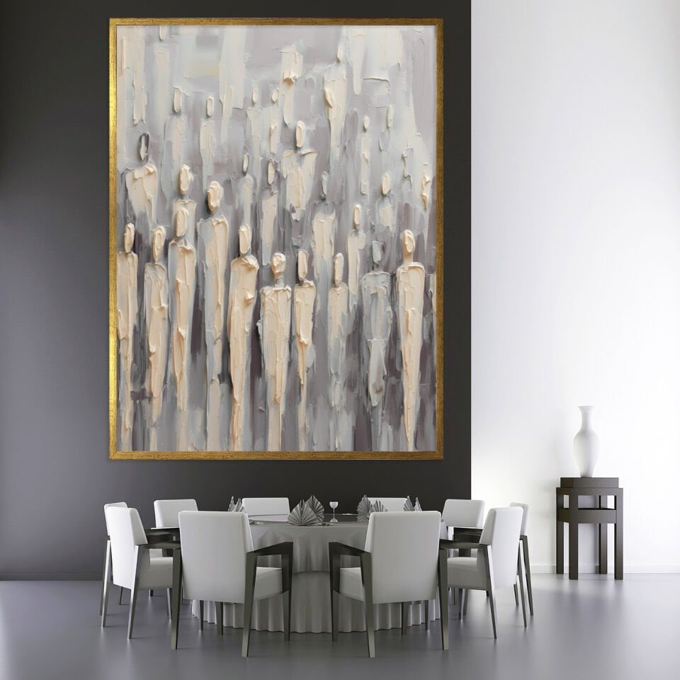 Sessiz Kalabalık Soyut Dokulu Yağlıboya Tablo