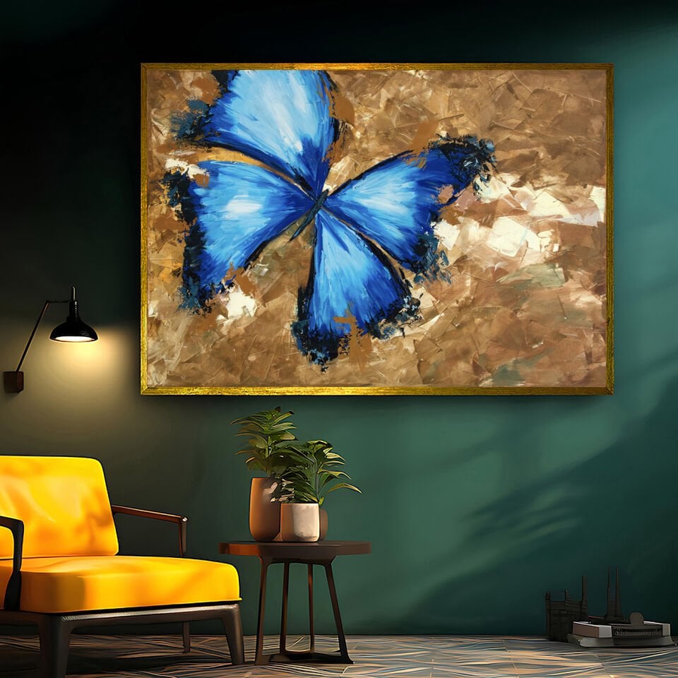 Mavi Kanatlar Dokulu Yağlıboya Tablo