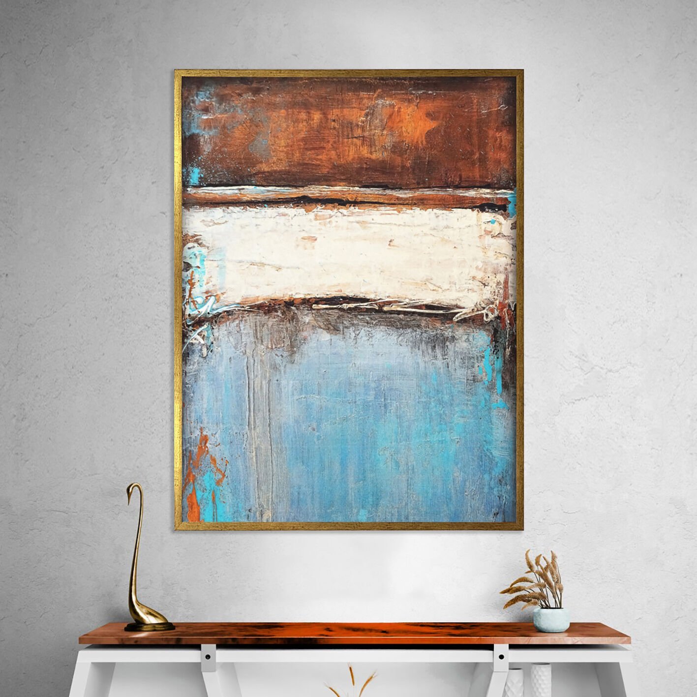 Renklerin Dengesi Soyut Dokulu Yağlıboya Tablo