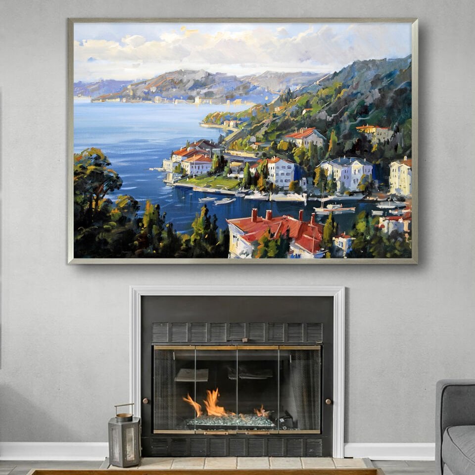 Doğayla İç İçe Manzara Dokulu Yağlıboya Tablo