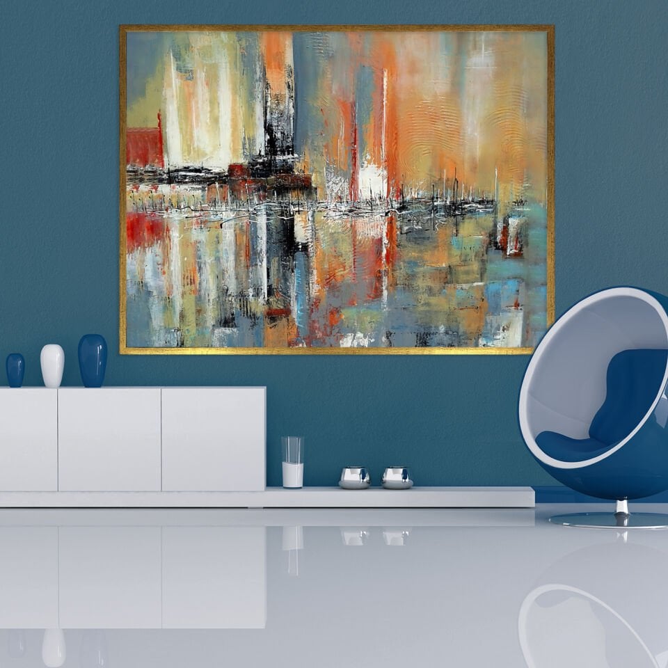 Yansıyan Ufuk Soyut Dokulu Yağlıboya Tablo