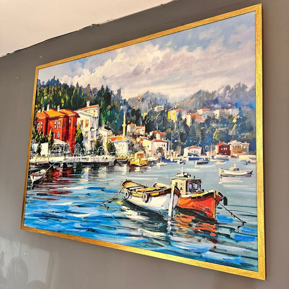 Denizle Uyanmak Manzara Dokulu Yağlıboya Tablo