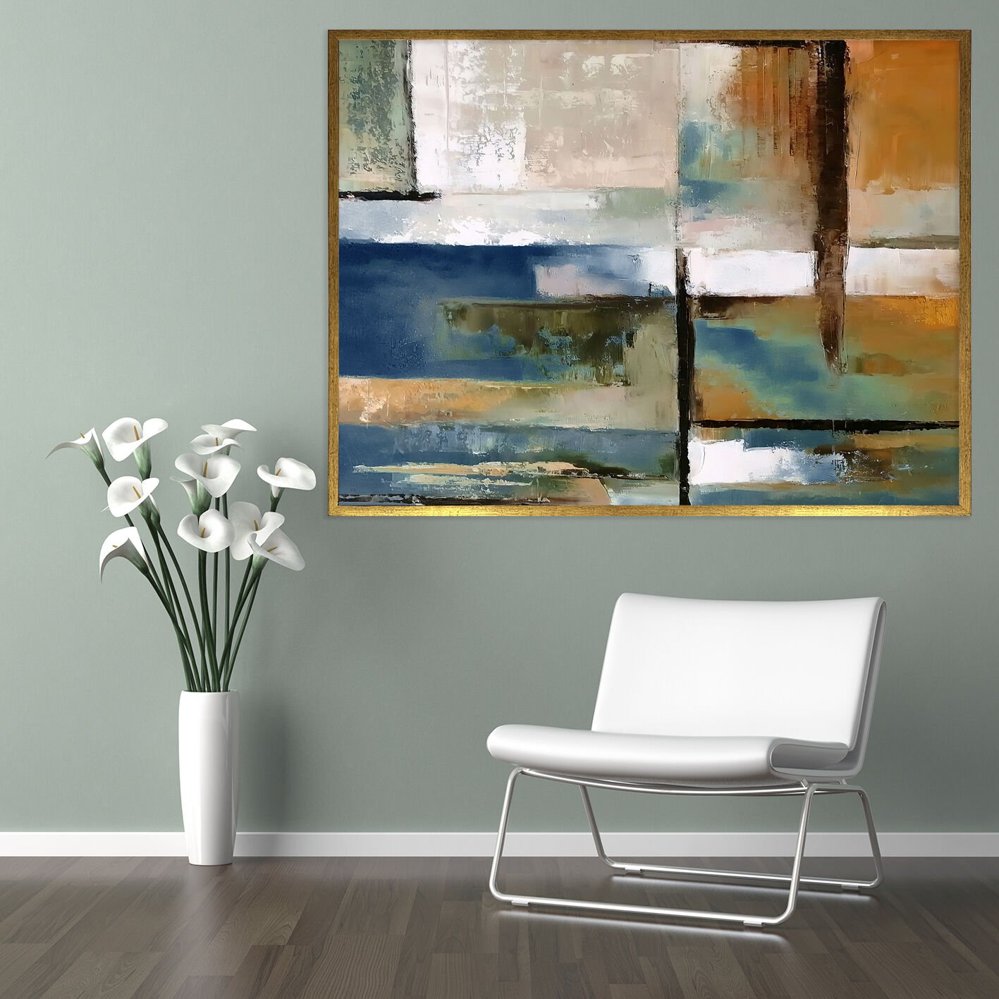 Renklerin Dengesi Soyut Dokulu Yağlıboya Tablo