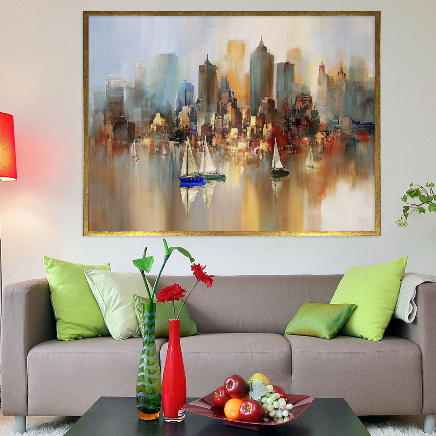 Yansımalar Şehri Soyut Dokulu Yağlıboya Tablo