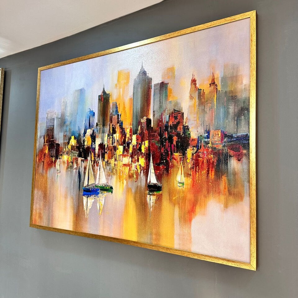 Yansımalar Şehri Soyut Dokulu Yağlıboya Tablo