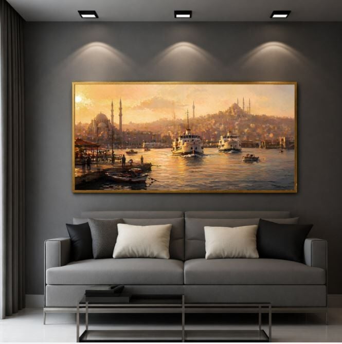 Boğazda Gün Batımı İstanbul Tablo – Dokulu Yağlıboya
