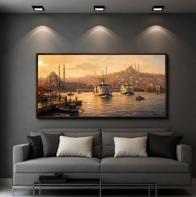 Boğazda Gün Batımı İstanbul Tablo – Dokulu Yağlıboya