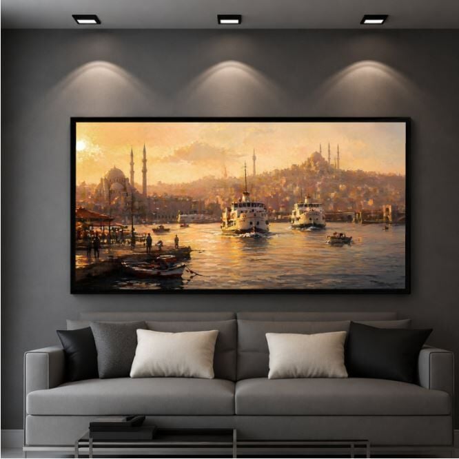 Boğazda Gün Batımı İstanbul Tablo – Dokulu Yağlıboya