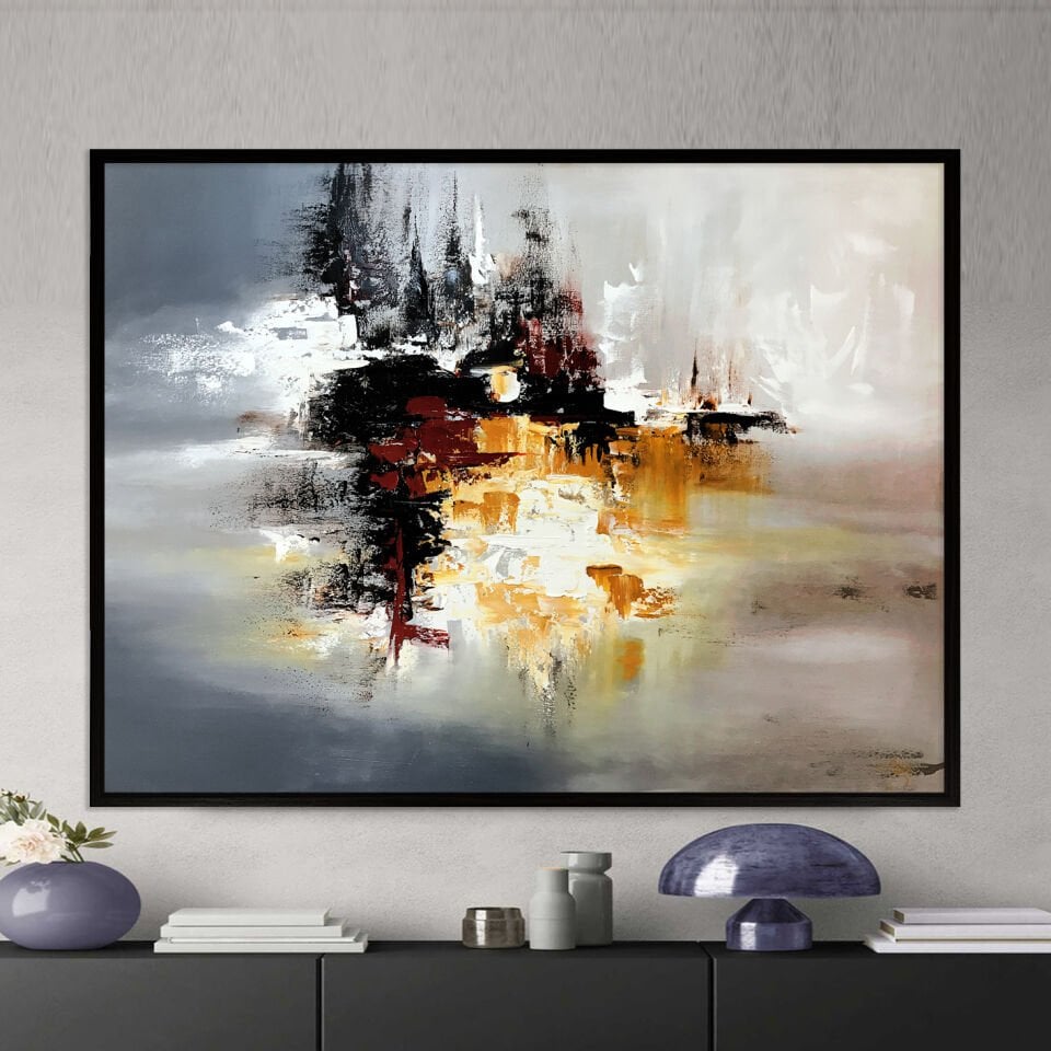 Soyut Yansımalar Soyut Dokulu Yağlıboya Tablo