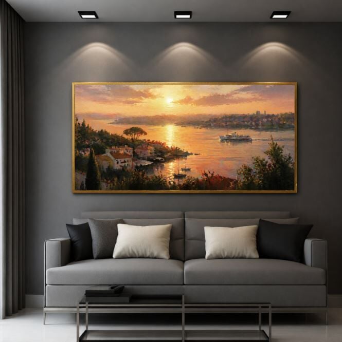 Gün Batımında İstanbul Boğazı Tablo – Dokulu Yağlıboya
