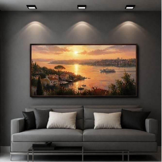Gün Batımında İstanbul Boğazı Tablo – Dokulu Yağlıboya