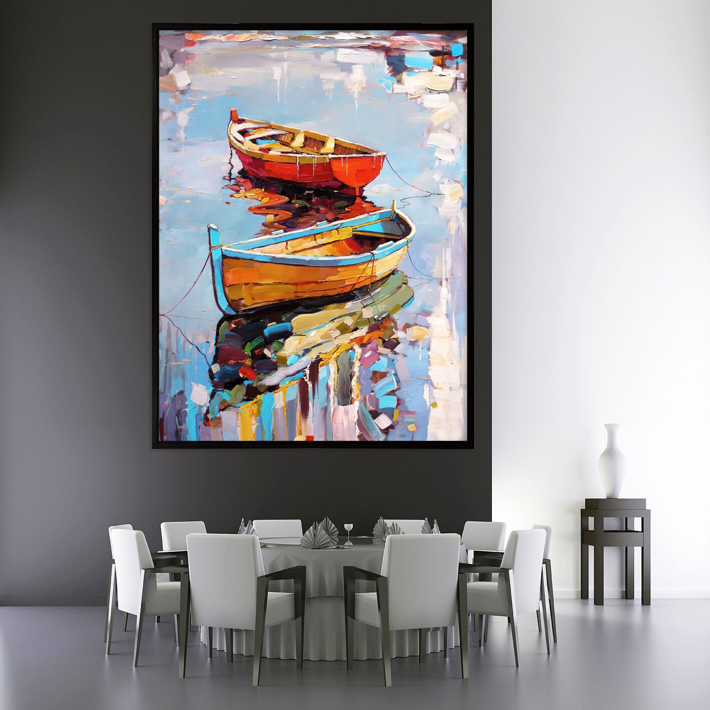 Zamanın Durduğu Kıyı Manzara Dokulu Yağlıboya Tablo