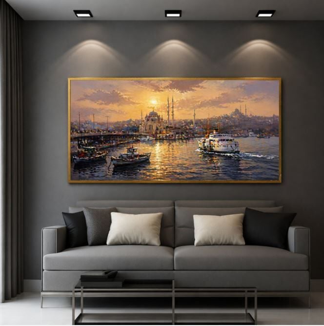 Gün Batımında İstanbul Tablo – Dokulu Yağlıboya