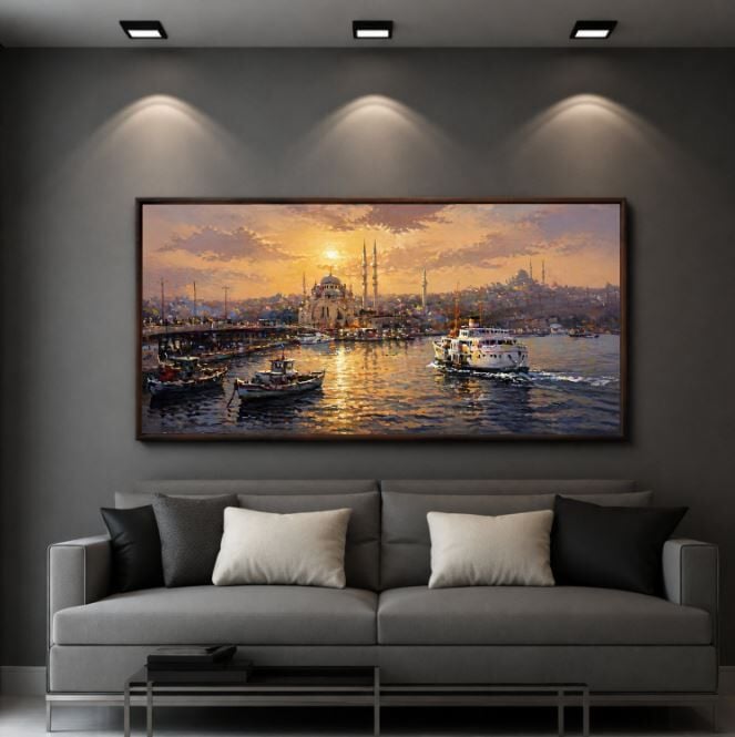 Gün Batımında İstanbul Tablo – Dokulu Yağlıboya