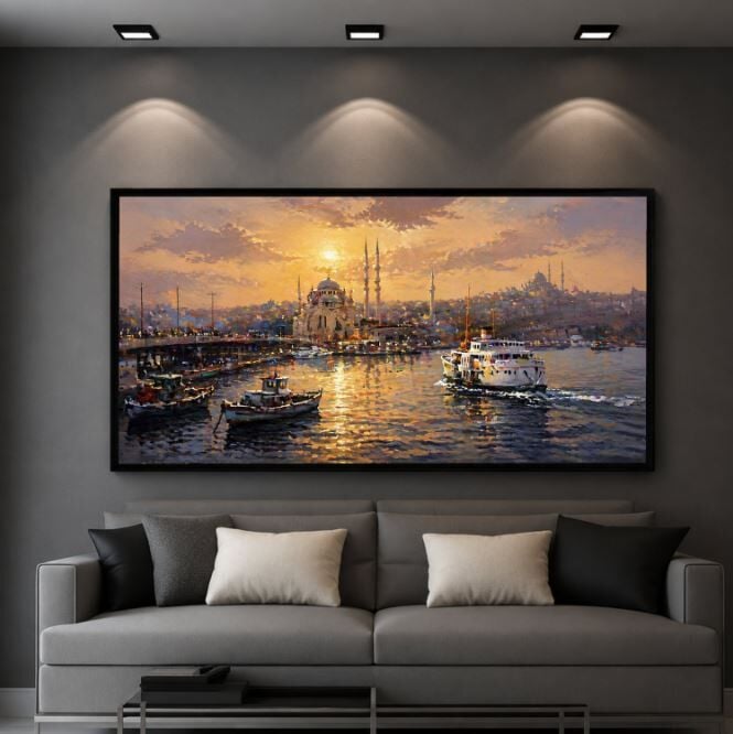 Gün Batımında İstanbul Tablo – Dokulu Yağlıboya