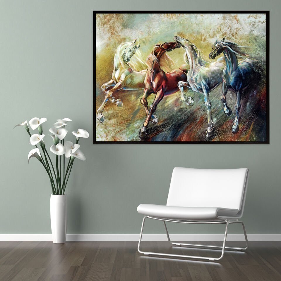 Rüzgârla Yarışanlar1 Dokulu Yağlıboya Tablo