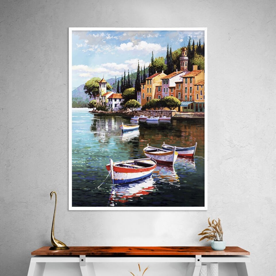 Doğayla İç İçe Manzara Dokulu Yağlıboya Tablo