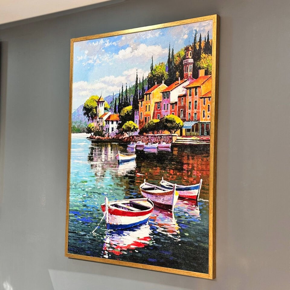 Doğayla İç İçe Manzara Dokulu Yağlıboya Tablo