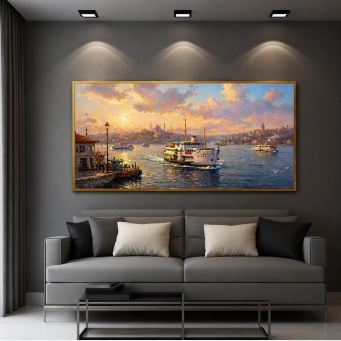 Boğazda Vapur İstanbul Tablo – Dokulu Yağlıboya