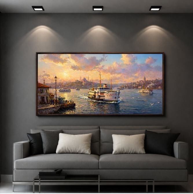 Boğazda Vapur İstanbul Tablo – Dokulu Yağlıboya