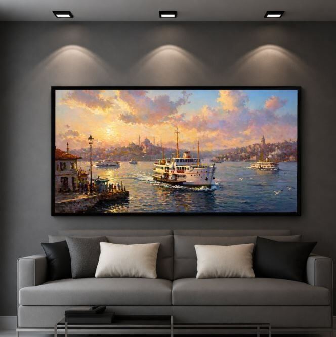 Boğazda Vapur İstanbul Tablo – Dokulu Yağlıboya