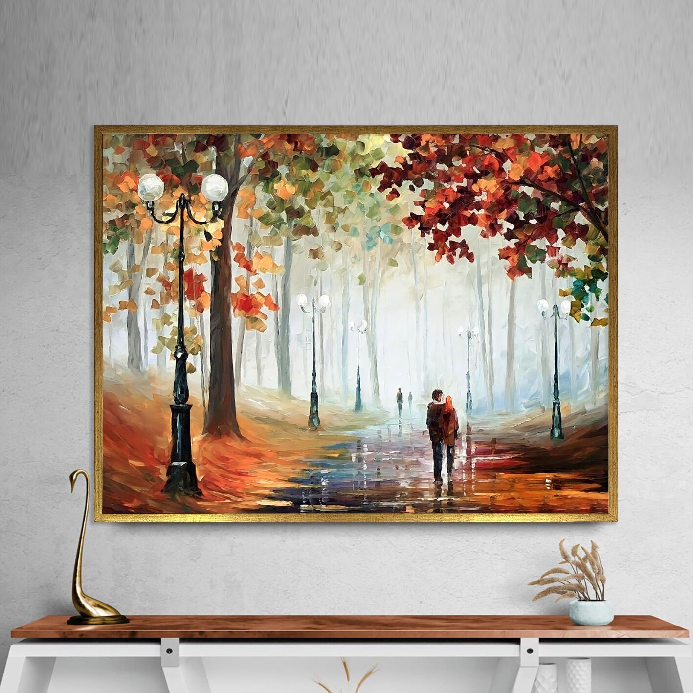 Sonbahar Işığı Manzara Dokulu Yağlıboya Tablo