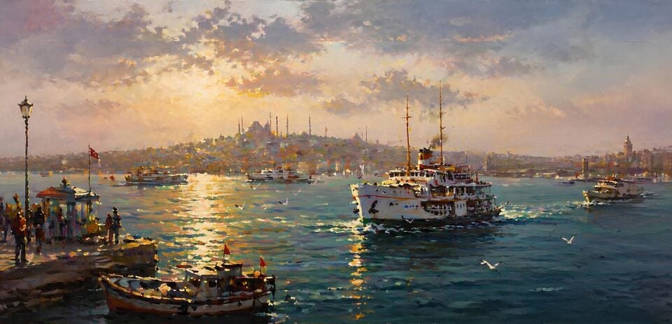 Boğazın Işıkları İstanbul Tablo – Dokulu Yağlıboya
