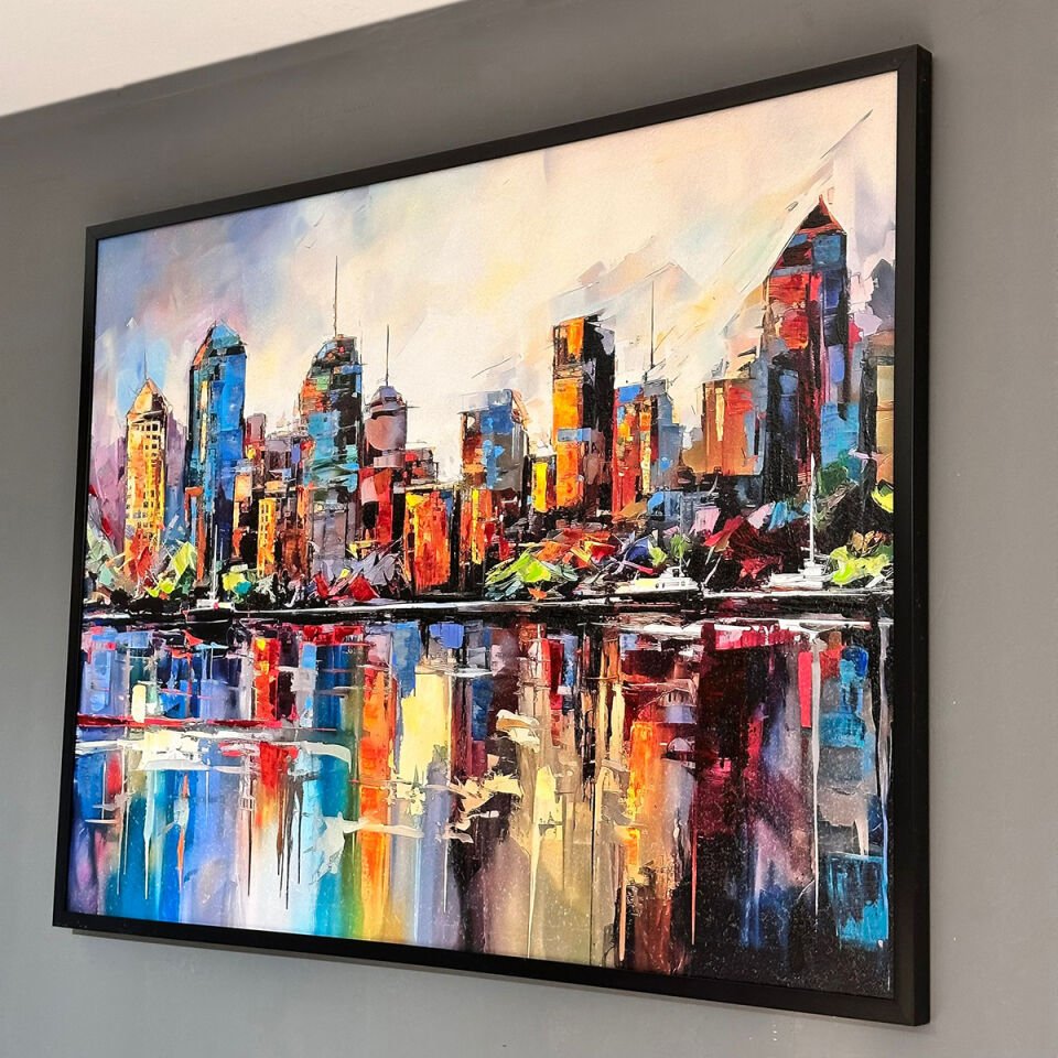 Renklerle Kent Dokulu Yağlıboya Tablo