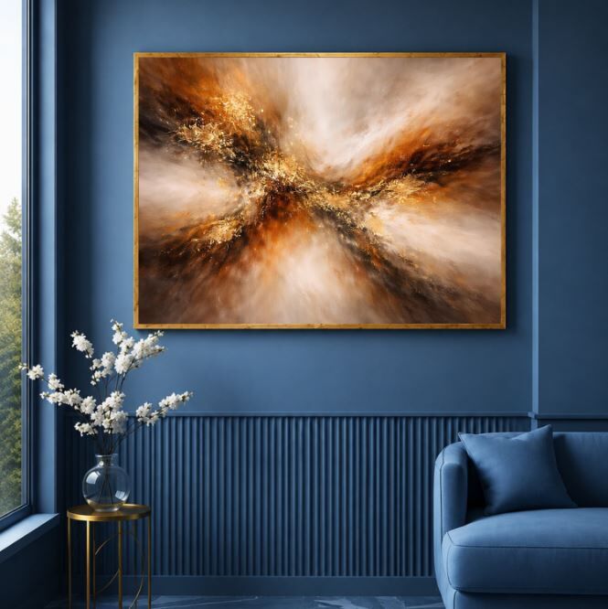 Soyut Yağlı Boya Tablo Altın Dokulu Modern Sanat