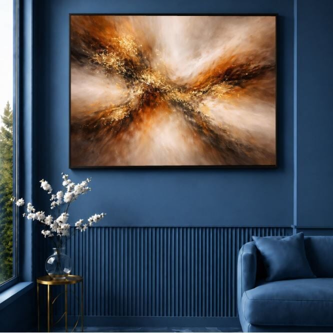 Soyut Yağlı Boya Tablo Altın Dokulu Modern Sanat