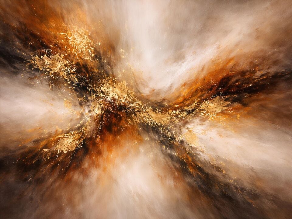 Soyut Yağlı Boya Tablo Altın Dokulu Modern Sanat