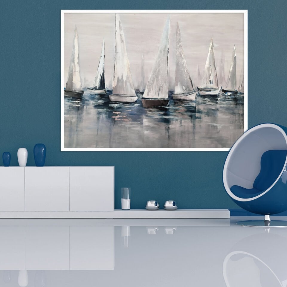 Mavi Dinginlik Dokulu Yağlıboya Tablo