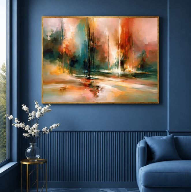 Soyut Yağlı Boya Tablo Renk Geçişli Modern Kompozisyon