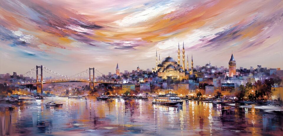 İstanbul'un Renkleri İstanbul Tablo – Dokulu Yağlıboya