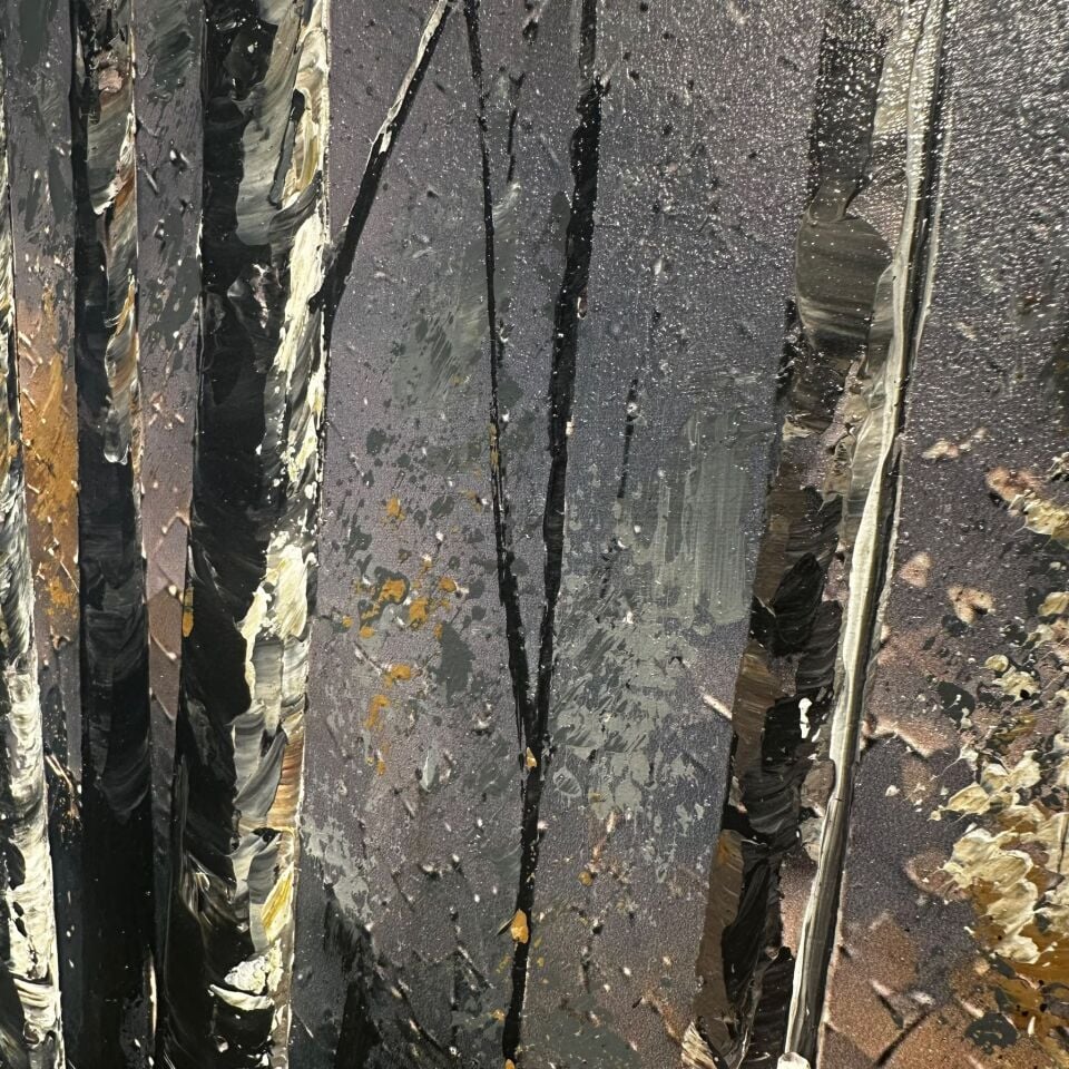 Sisli Ormanda Uçan Kuşlar Dokulu Yağlıboya Tablo