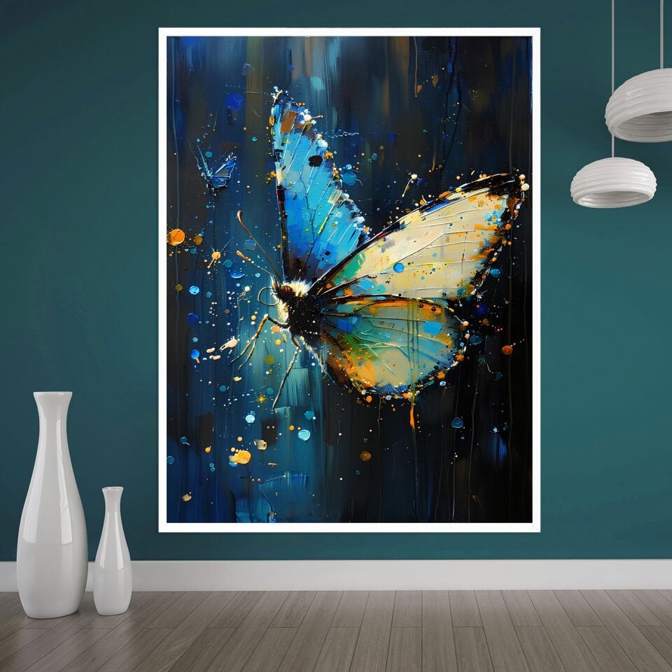 Geceye Kanat Çırpan Dokulu Yağlıboya Tablo