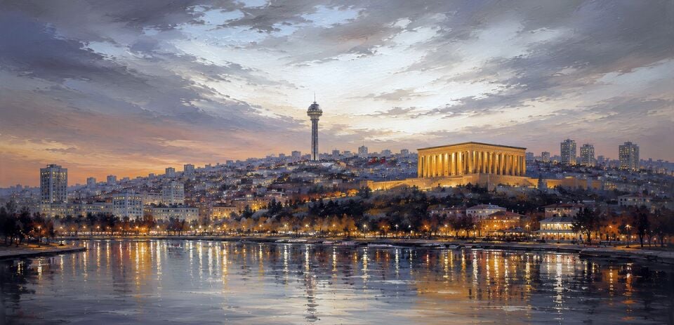 Ankara Anıtkabir Gün Batımı Tablo – Dokulu Yağlıboya