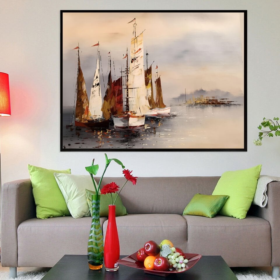 Rüzgârla Yol Alanlar Dokulu Yağlıboya Tablo