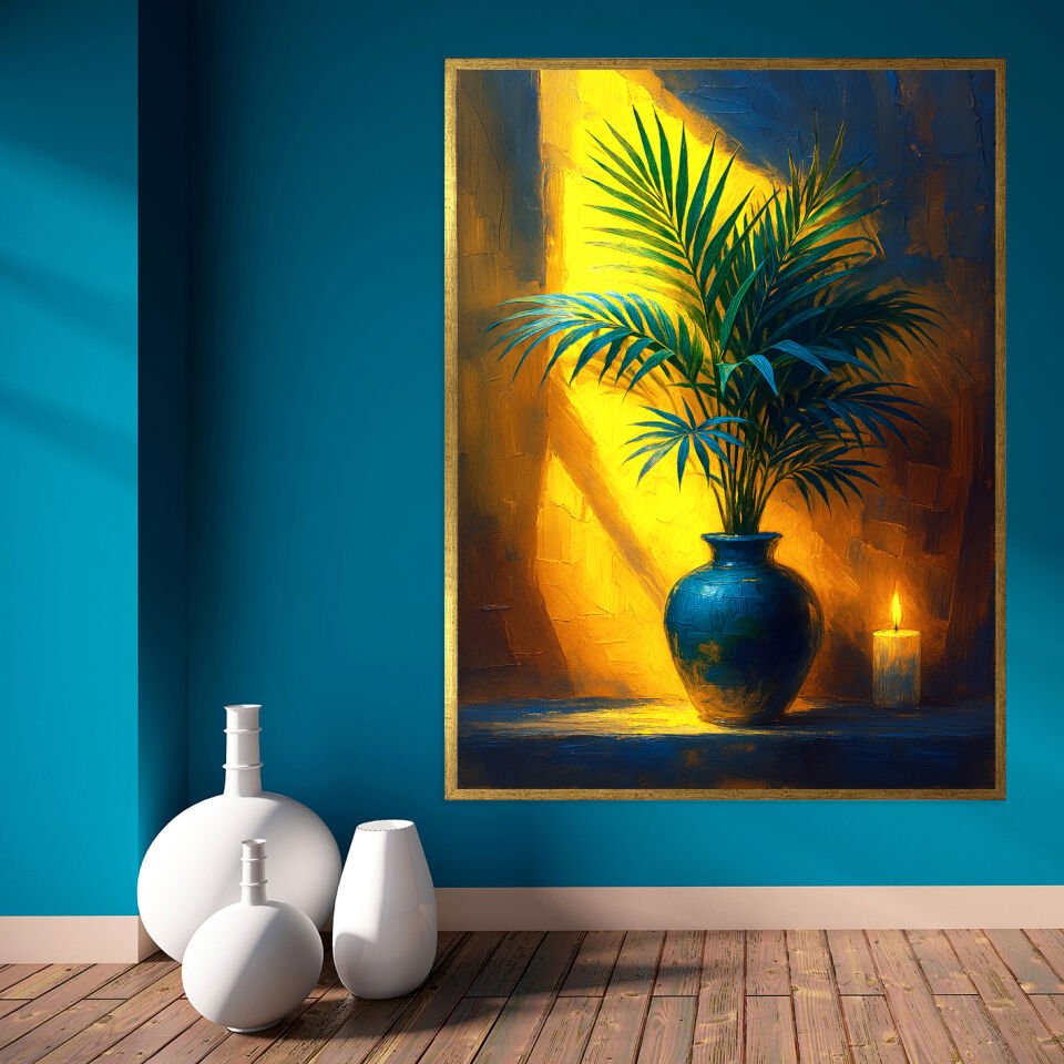 Işık ve Yaprak-Dokulu Yağlıboya Tablo