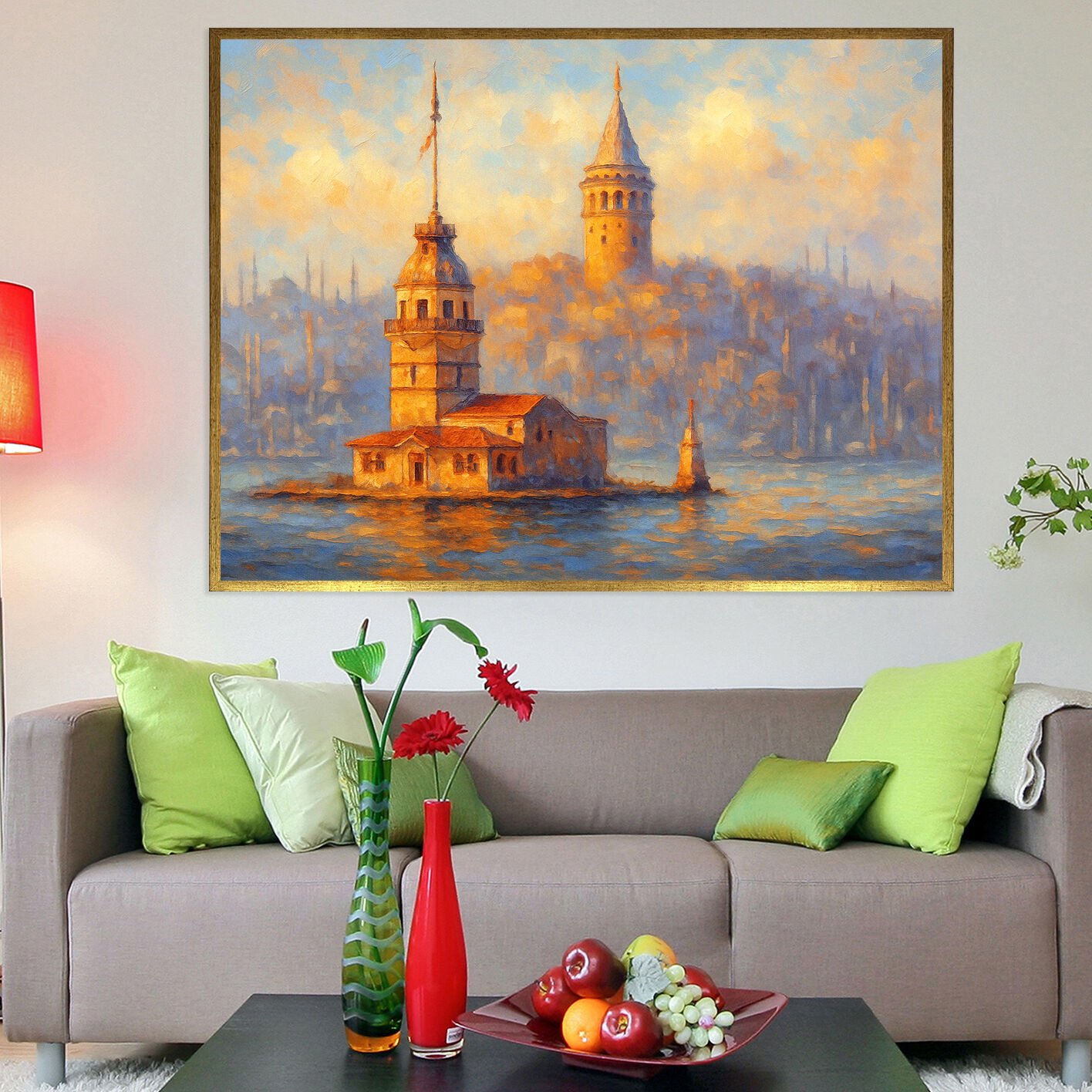 İstanbul Masalı Manzara Dokulu Yağlıboya Tablo