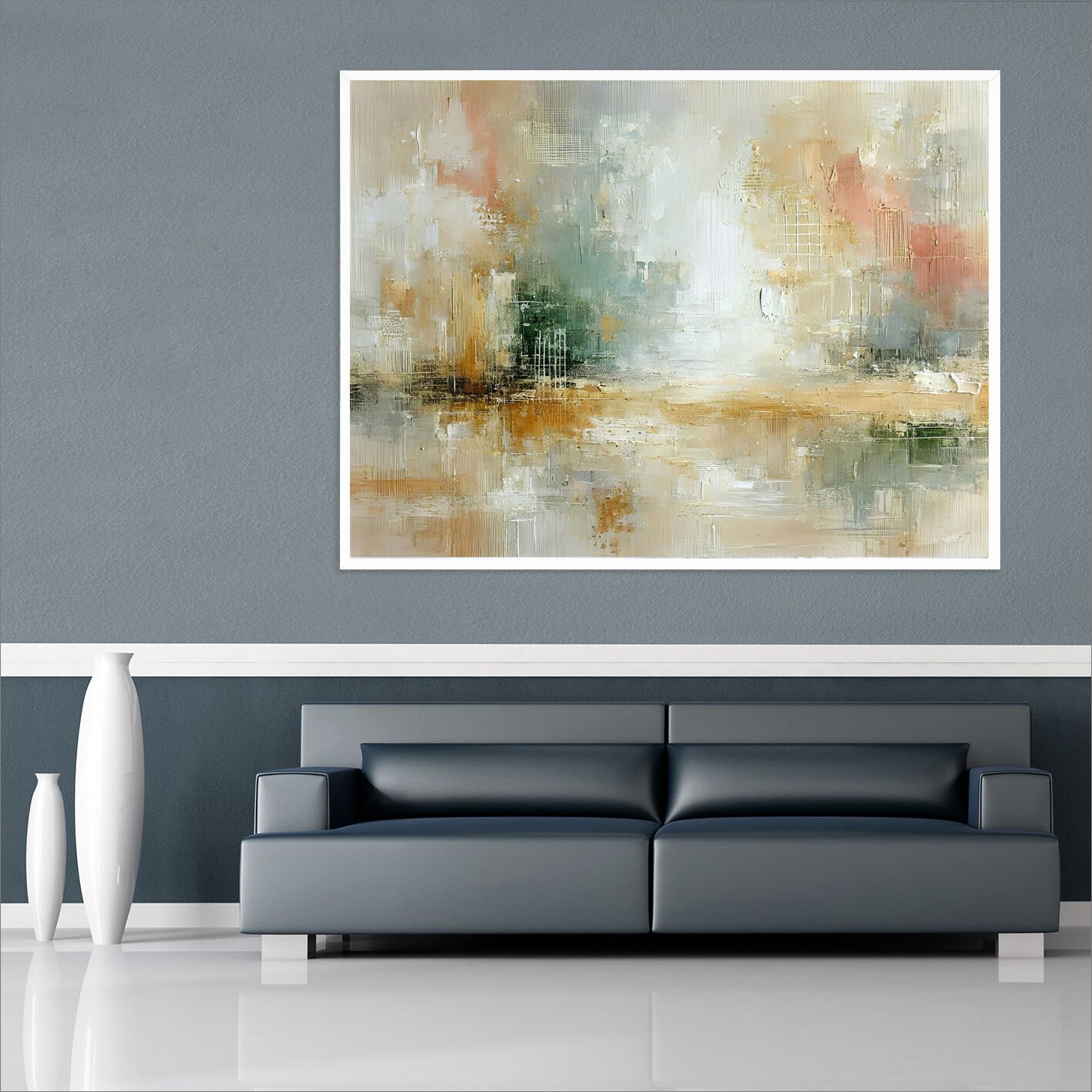 Pastel Dinginlik Soyut Dokulu Yağlıboya Tablo